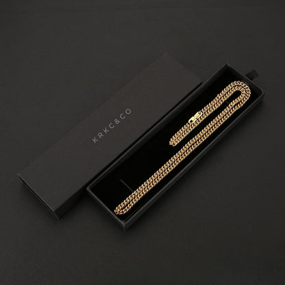 Panzerkette Edelstahl 5mm 18K Gold Cuban Link Damen Herren 45,7cm