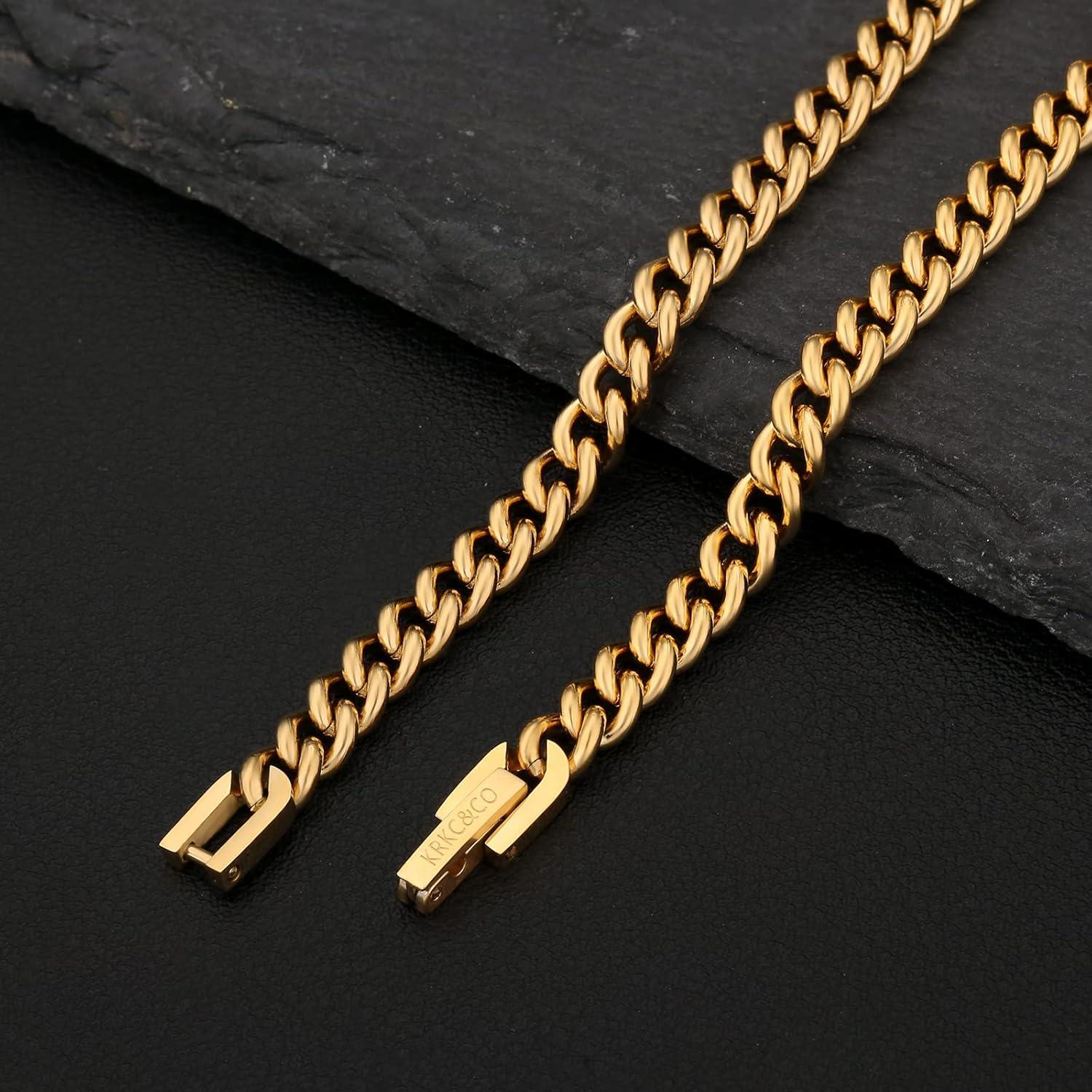 Panzerkette Herren Edelstahl 5mm 18K Gold Vergoldet 45.7cm
