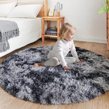 Weicher Flauschiger Runder Plüschteppich fürs Wohnzimmer 150cm Grau