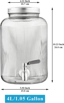 Bergländer Glas Getränkespender 4L mit Edelstahlhahn BBQ