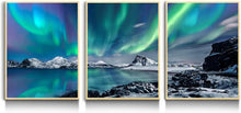 Moderne Nordlichter Bilder mit Rahmen aus Holz auf Leinwand
