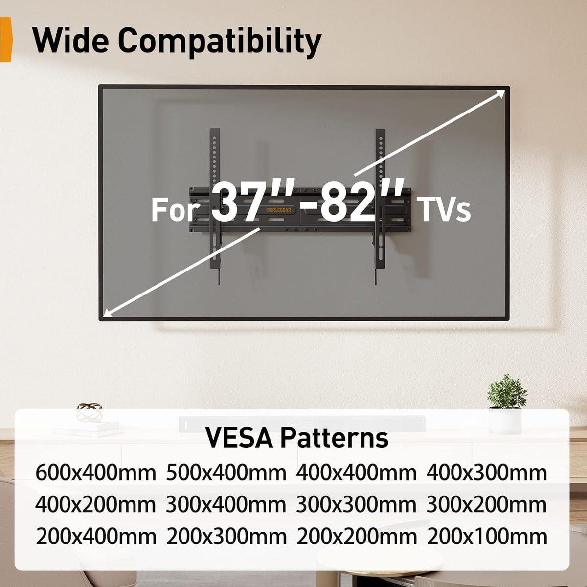 TV Wandhalterung Neigbar VESA 600x400mm 37-82 Zoll 45kg
