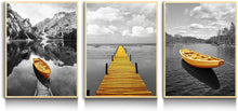Bilder Rahmen Holz Landschaft Natur Wandbild Nordischer Boot Grau