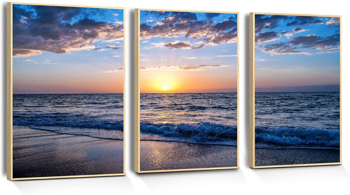Modernes Sonnenuntergang Strand Bilderrahmen Set für Wanddeko