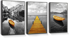 Bilder Mit Rahmen Schwarz Landschaft Natur Wandbild Grau Gelb