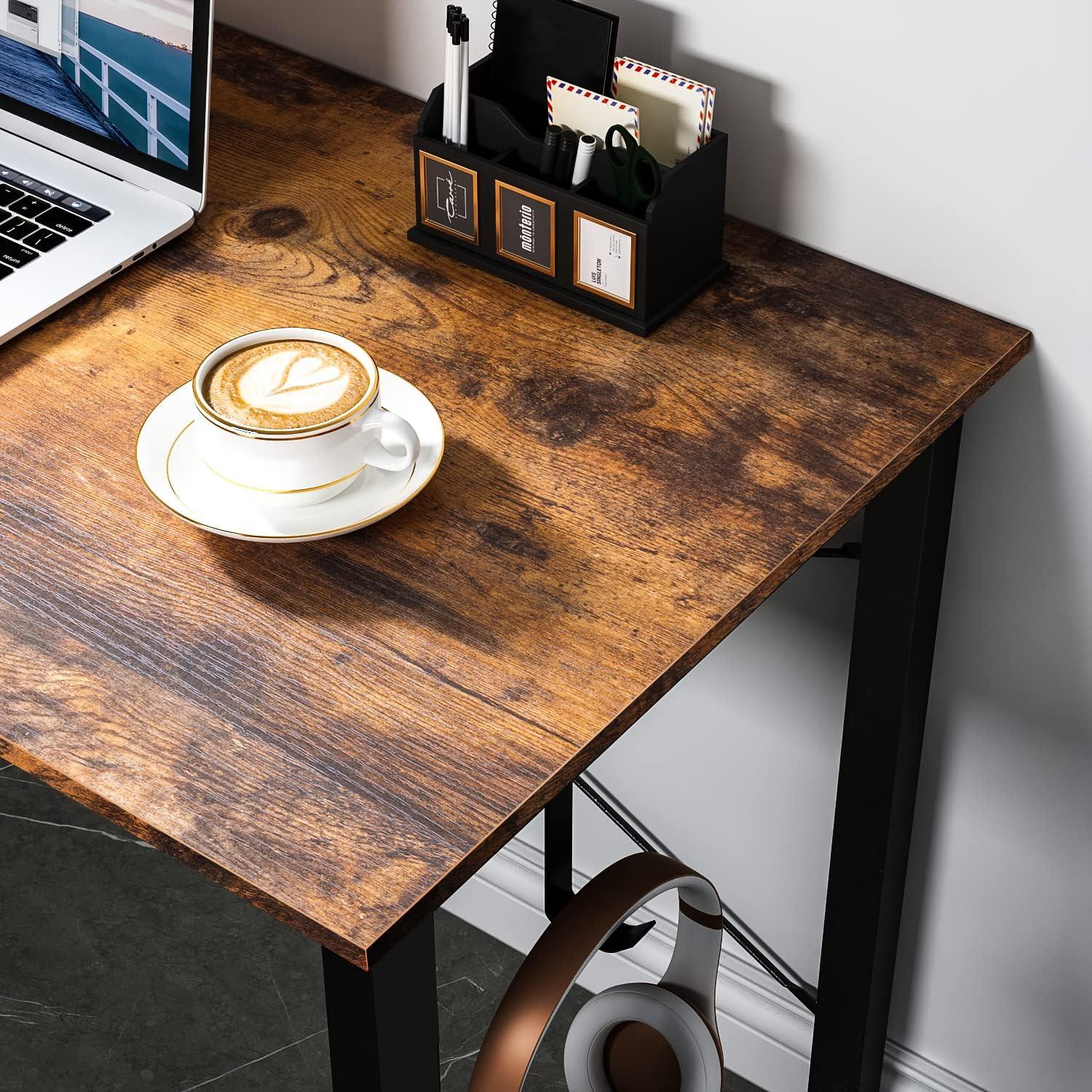 ODK Schreibtisch 120x50x74cm Bürotisch Holz PC Tisch Aufbewahrung Braun