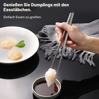 Edelstahl Essstäbchen Set | Lasergraviert, Titanbeschichtet, 5 Paar