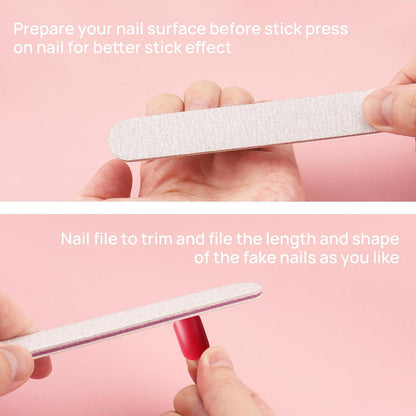24er Pack Matt Eckig Press on Nails Set kurz Nägel mit Nagelfeile