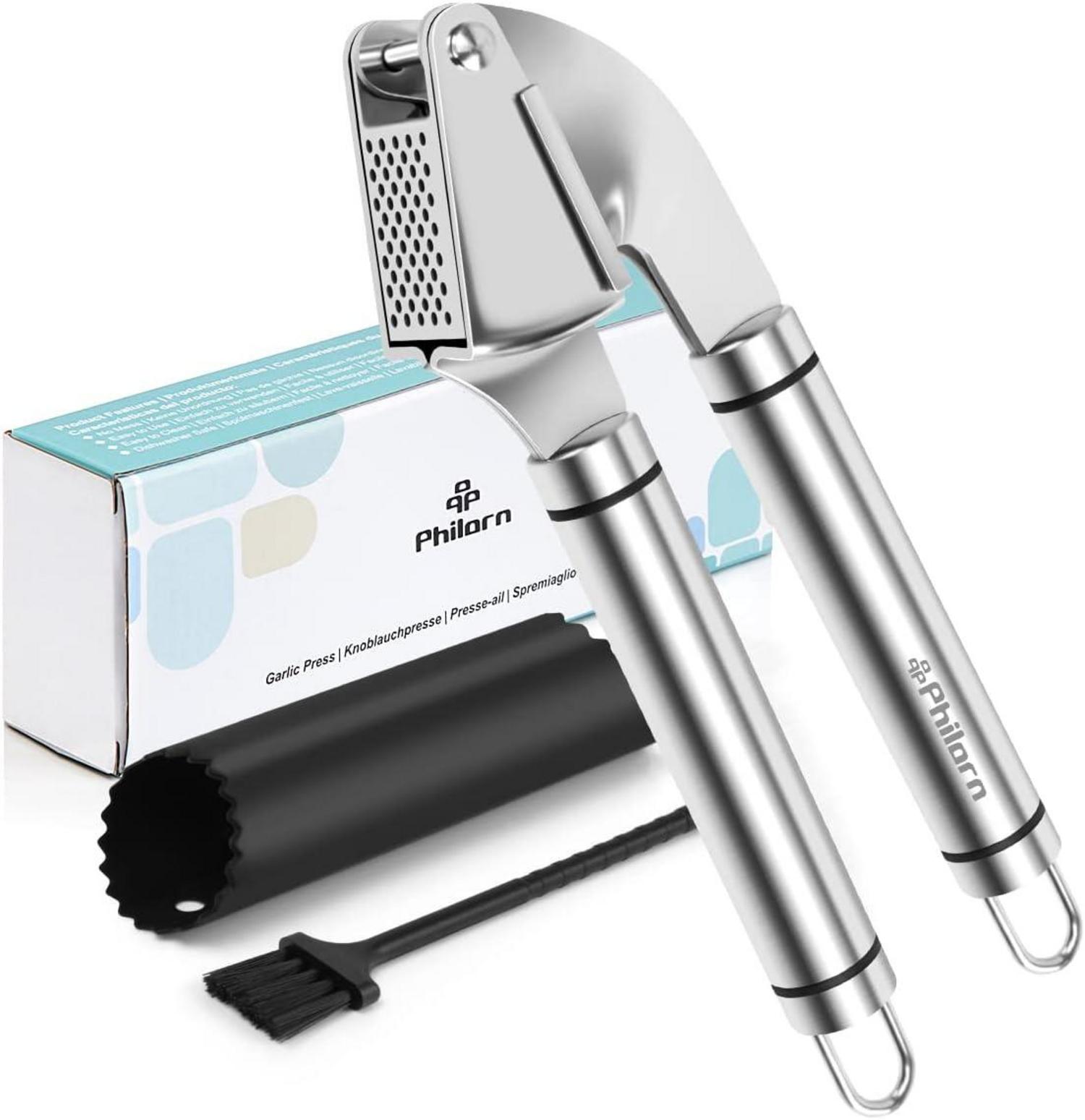 Knoblauchpresse Edelstahl profi Premium Garlic Press Reinigungsbürsten
