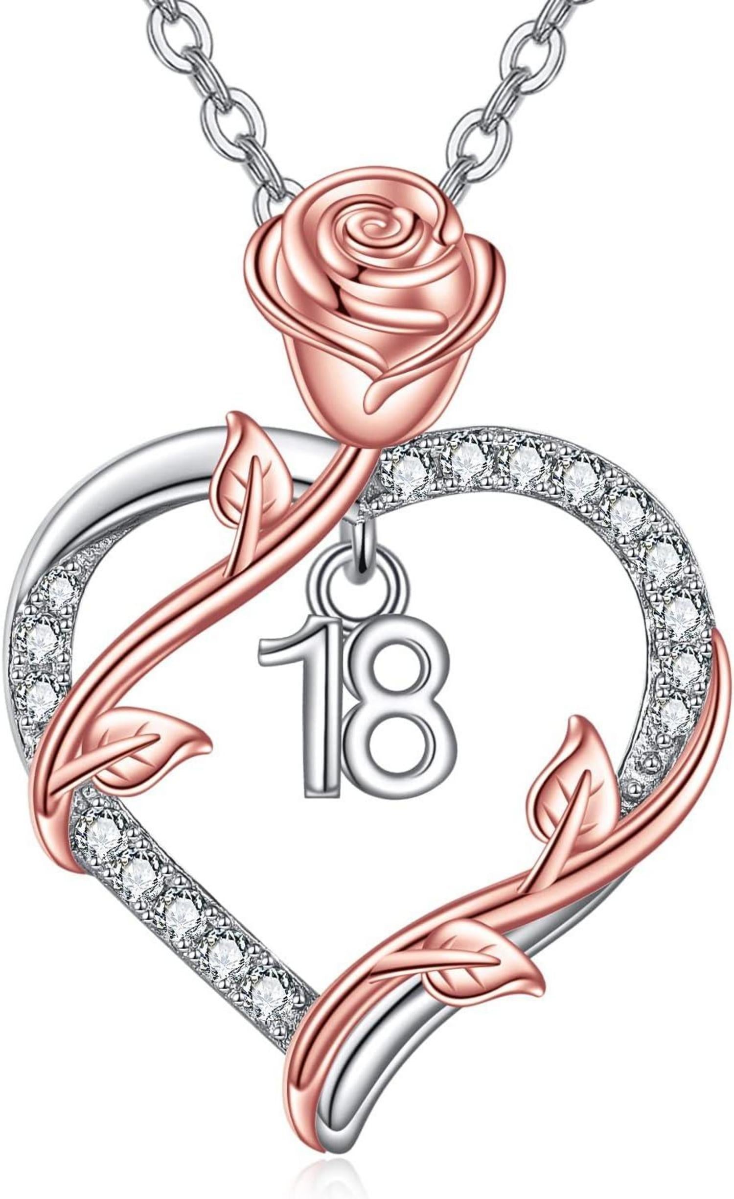 Herz Rose Blume Kette 925 Sterling Silber Anhänger Halskette