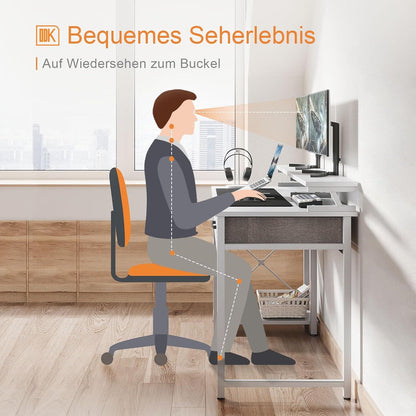 ODK Schreibtisch Weiß 2 Schubladen Monitorständer Regale 120x50x87cm