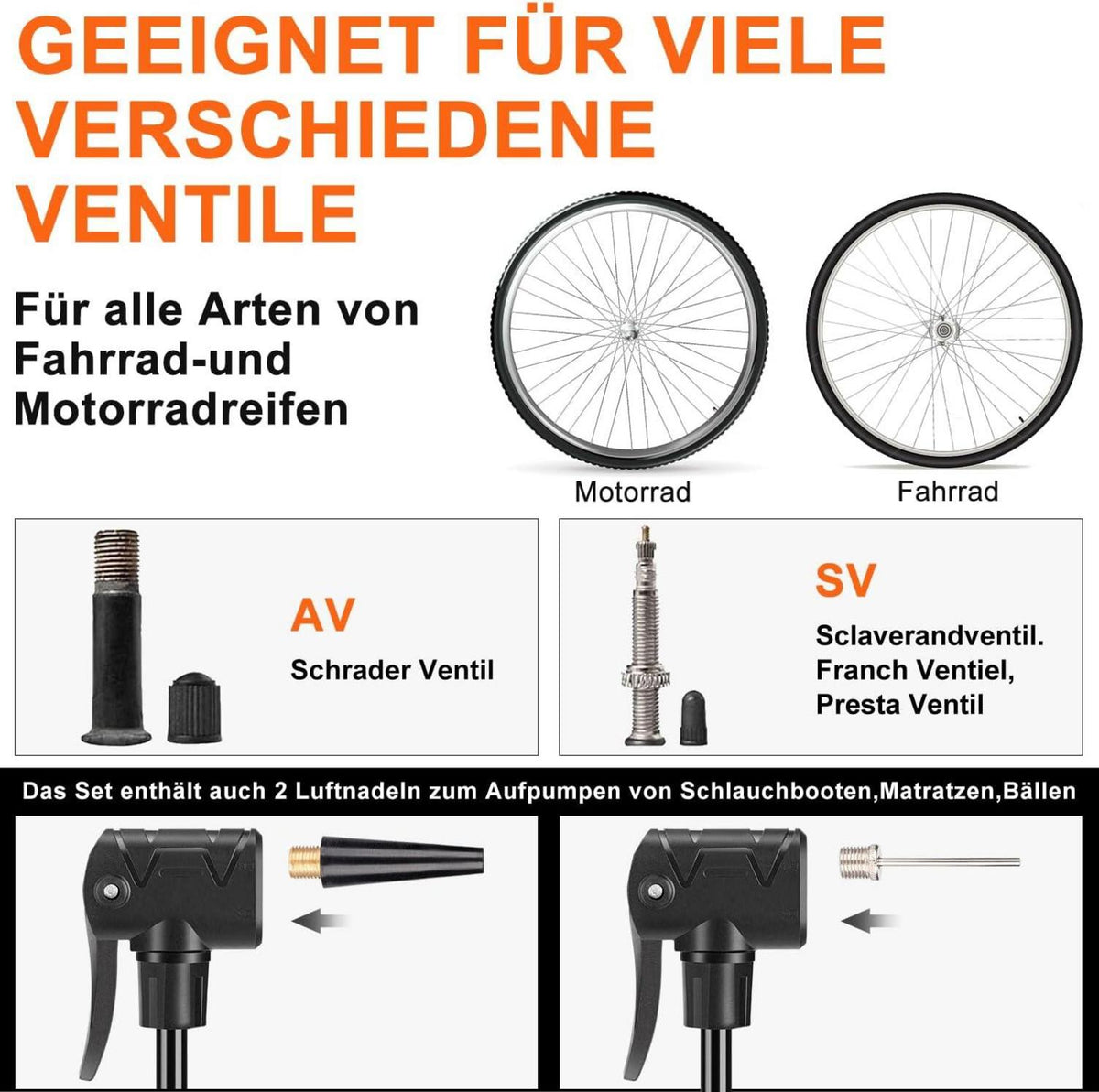 Fahrradpumpe mit Manometer 160 Psi für Rennrad E-Bike Gelb