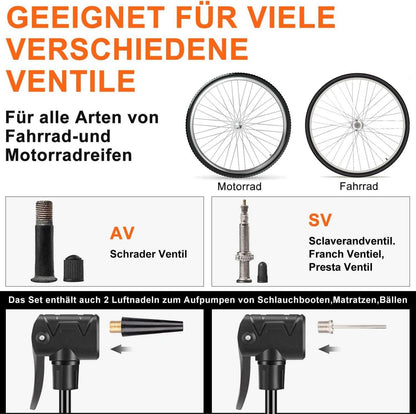 Fahrradpumpe mit Manometer 160 Psi für Rennrad E-Bike Gelb