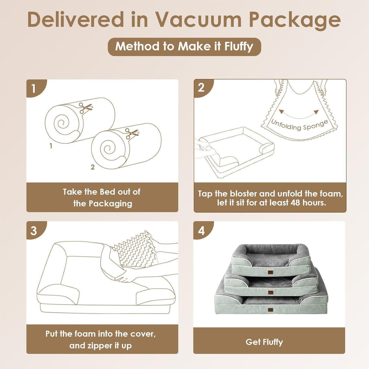 Orthopädisches Hundebett XL mit Memory Foam, waschbar, gräuliches Grün