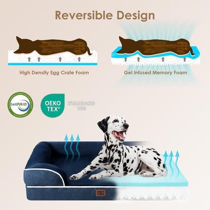 Orthopädisches Hundebett XL mit Memory Foam, marineblau
