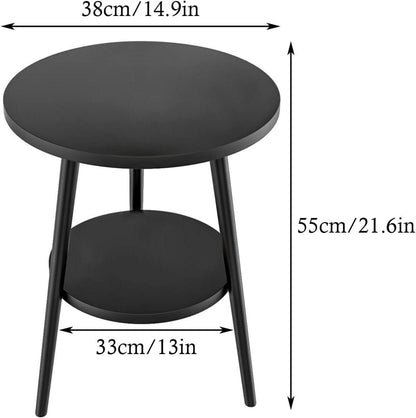 Runder Beistelltisch mit 2 Ablagen Stauraum und Stahlgestell 38x55cm