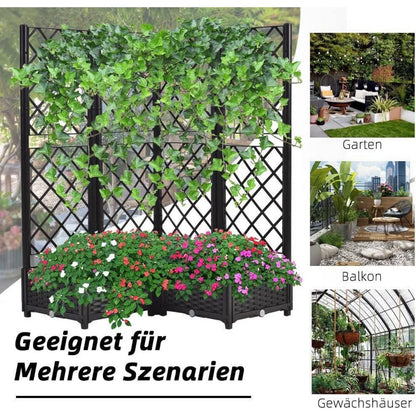Hochbeet mit Rankgitter & Selbstbewässerung Schwarz