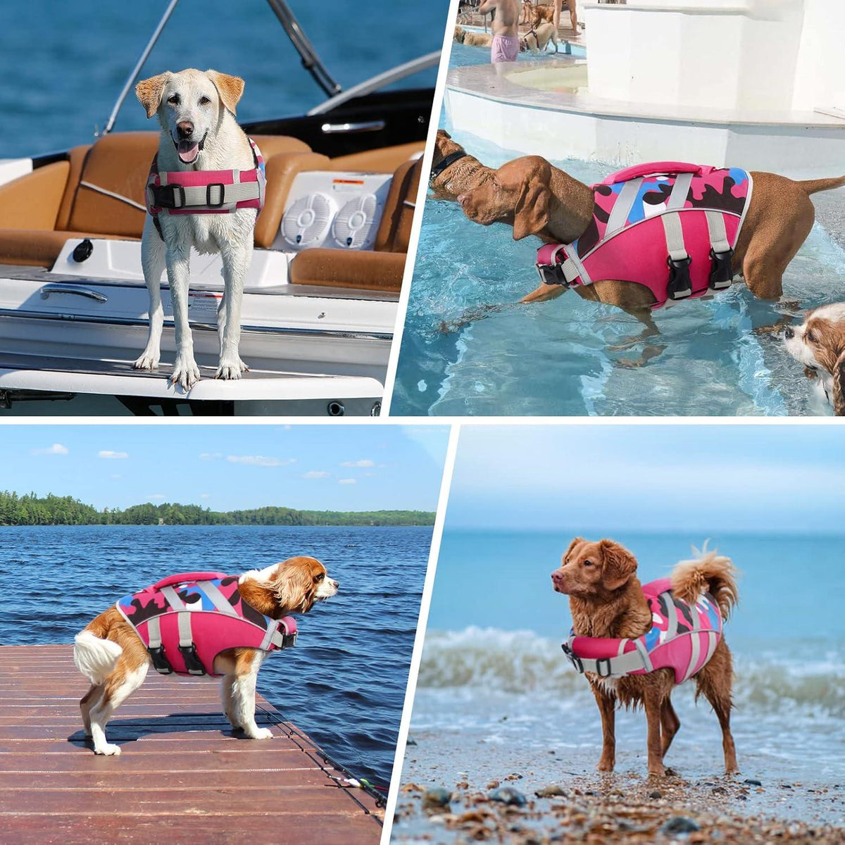 Kuoser Schwimmweste Hund Hervorragender Auftrieb Hohe Sicherheit XS-XL Rosa