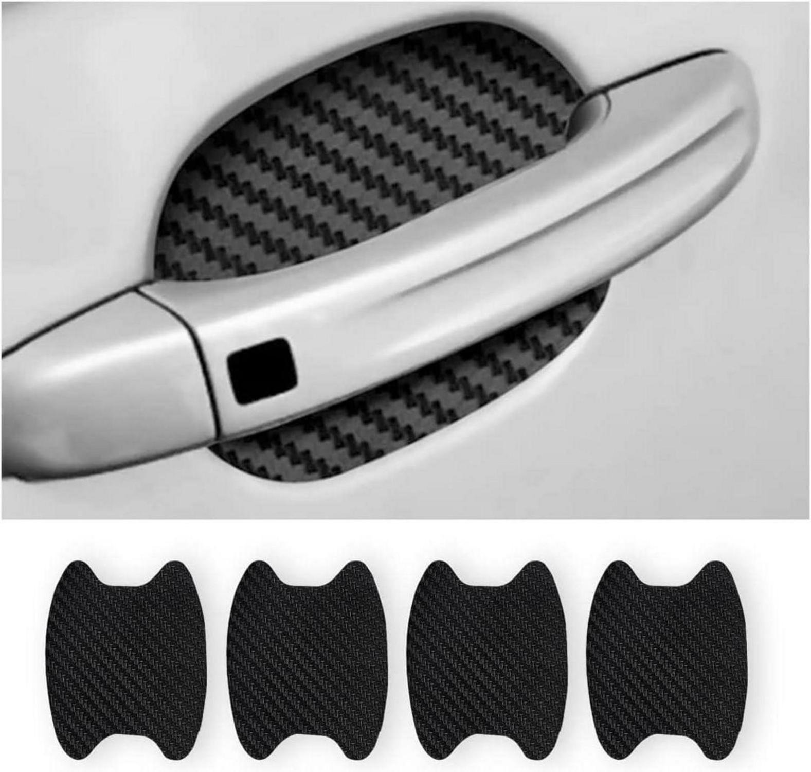 4er Set Carbon Fiber Autotürgriff-Schutzfolie Schwarz