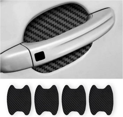 4er Set Carbon Fiber Autotürgriff-Schutzfolie Schwarz