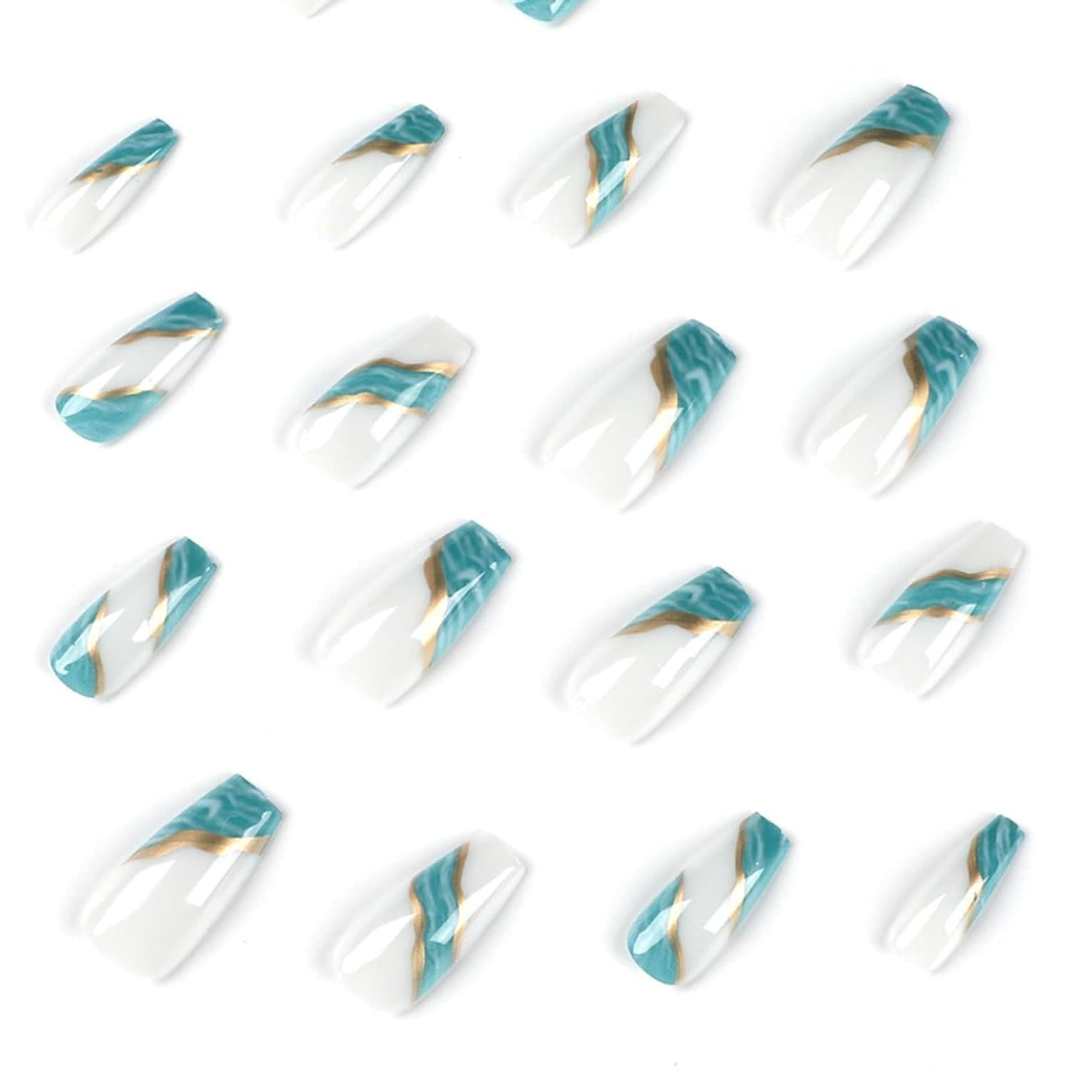 24 Stück Grüne Mittellange Künstliche Fingernägel Press on Nails
