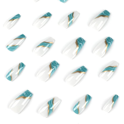24 Stück Grüne Mittellange Künstliche Fingernägel Press on Nails