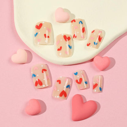 24 Stück Valentinstag Press on Nails Herz Design Glossy Nägel