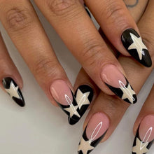 24 Stück Schwarz Französischer Künstliche Nägel Acryl Falsche Nägel