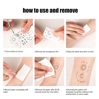 Temporäre Tattoos Schriftzug Inspirierende Sprüche Schwarz 120+pcs