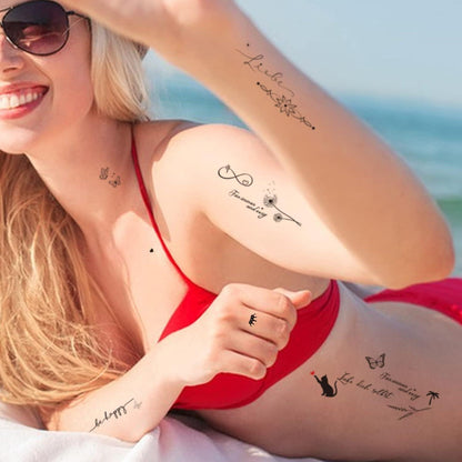 Temporäre Tattoos 6 Blätter 120+pcs Aufkleben Inspirierende Sprüche