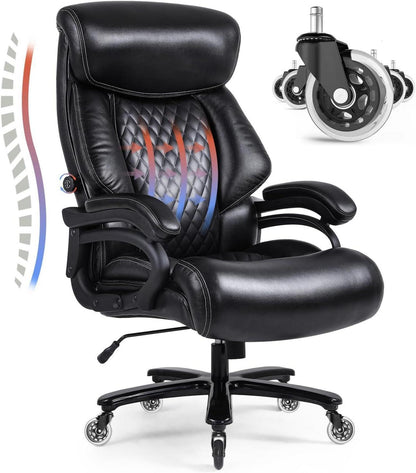 Bürostuhl 200kg Belastbarkeit, Ergonomischer Drehstuhl Leder