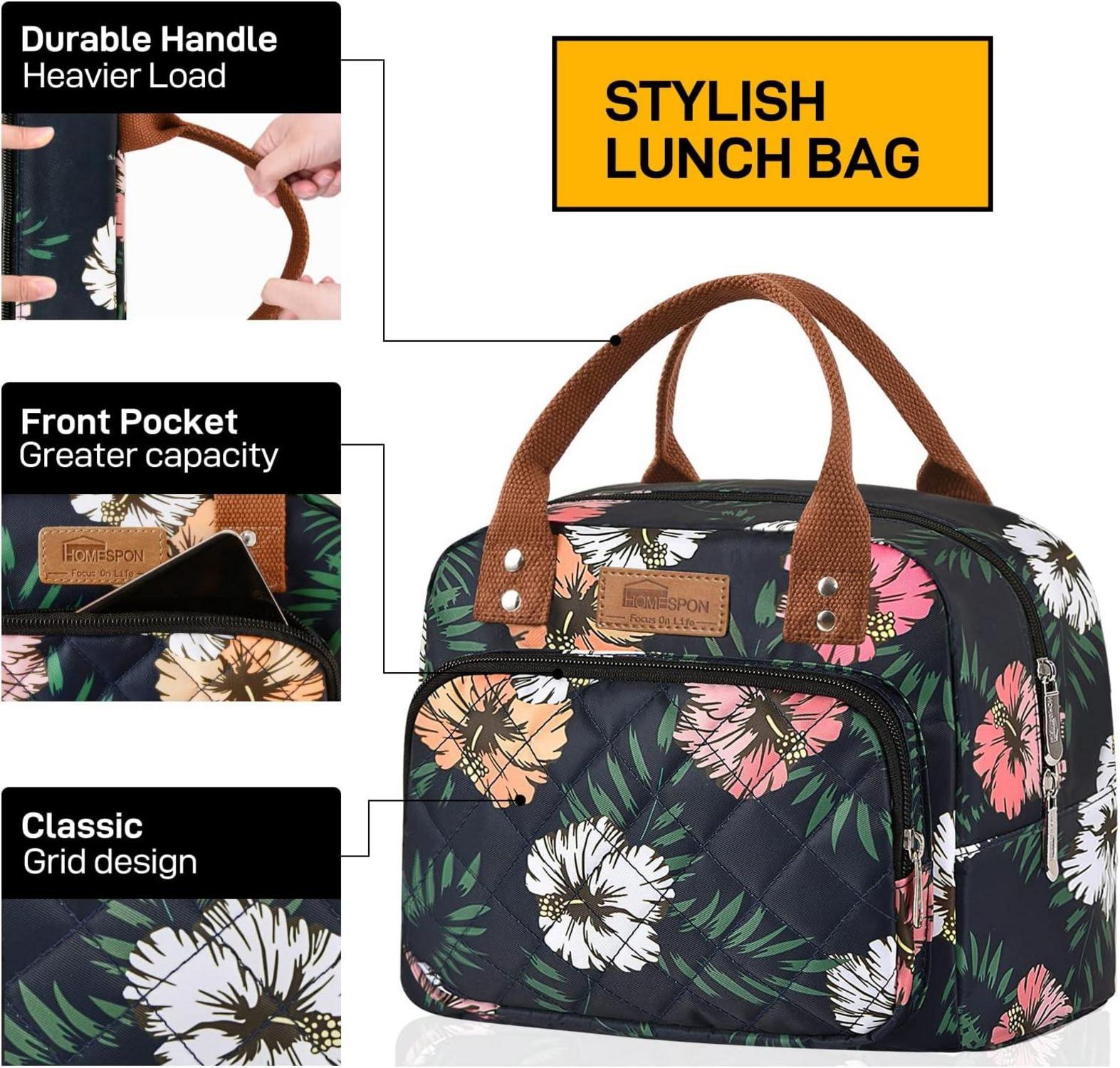 Isolierte Lunchtasche Kühltasche Lunchbox Behälter Blumenmuster