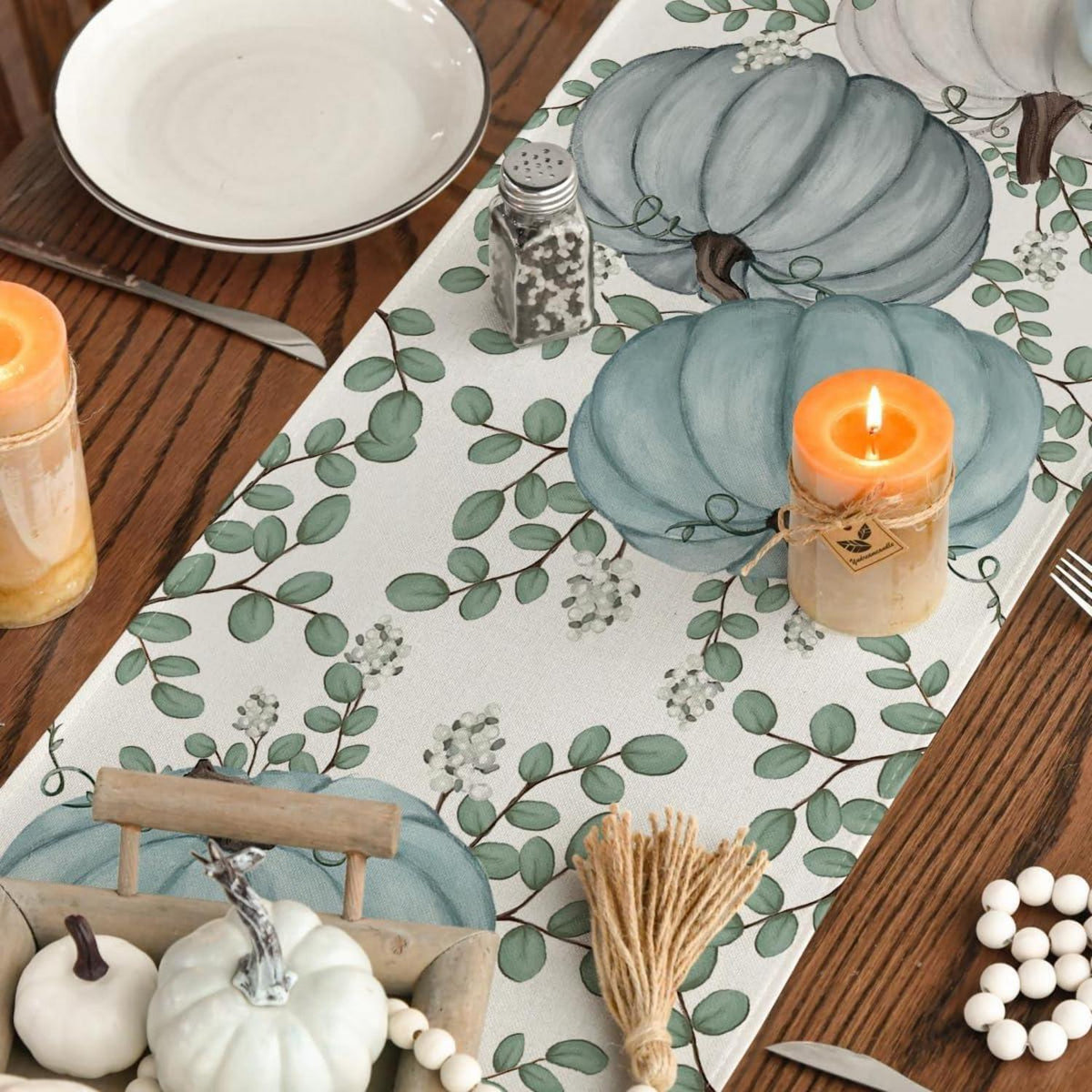 Herbst Tischläufer Blau Kürbisse 40x180 cm - Party Dekor