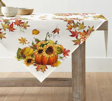 Herbst Tischdecke Kürbisse Ahornblätter Sonnenblumen 85x85 cm