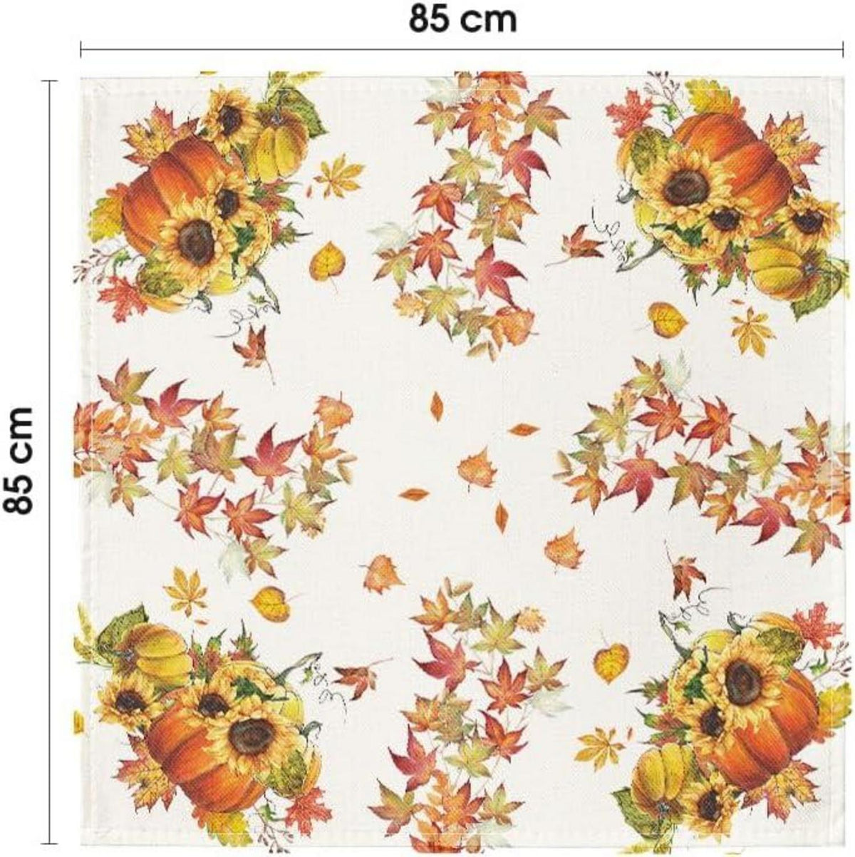 Herbst Tischdecke Kürbisse Ahornblätter Sonnenblumen 85x85 cm Orange
