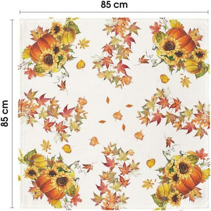 Herbst Tischdecke Kürbisse Ahornblätter Sonnenblumen 85x85 cm Orange
