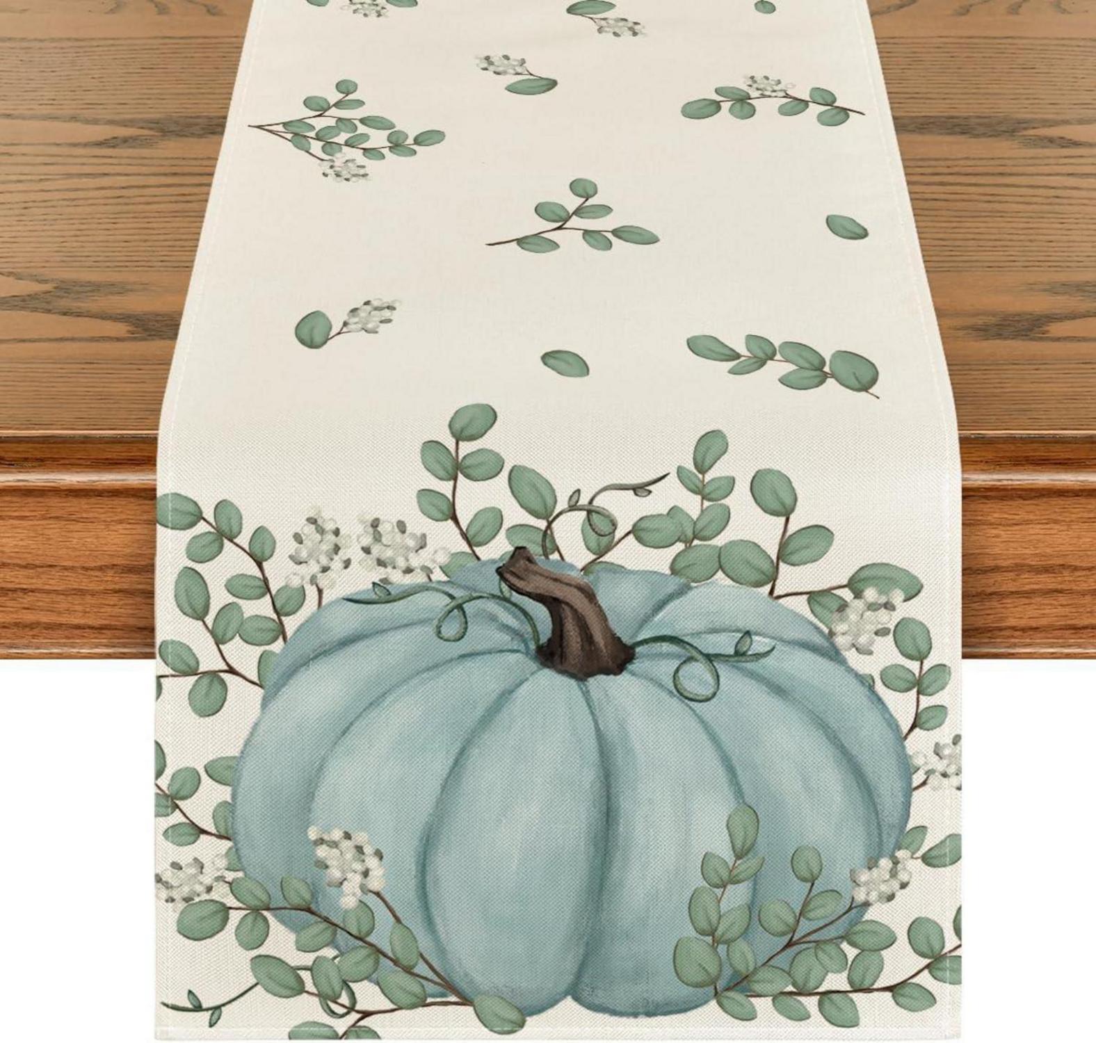 Herbst Tischläufer Kürbisse Eukalyptus Küche Dekoration 40x180cm