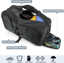 Faltbare Reisetasche Groß 65L Sporttasche Schwarz - NUBILY