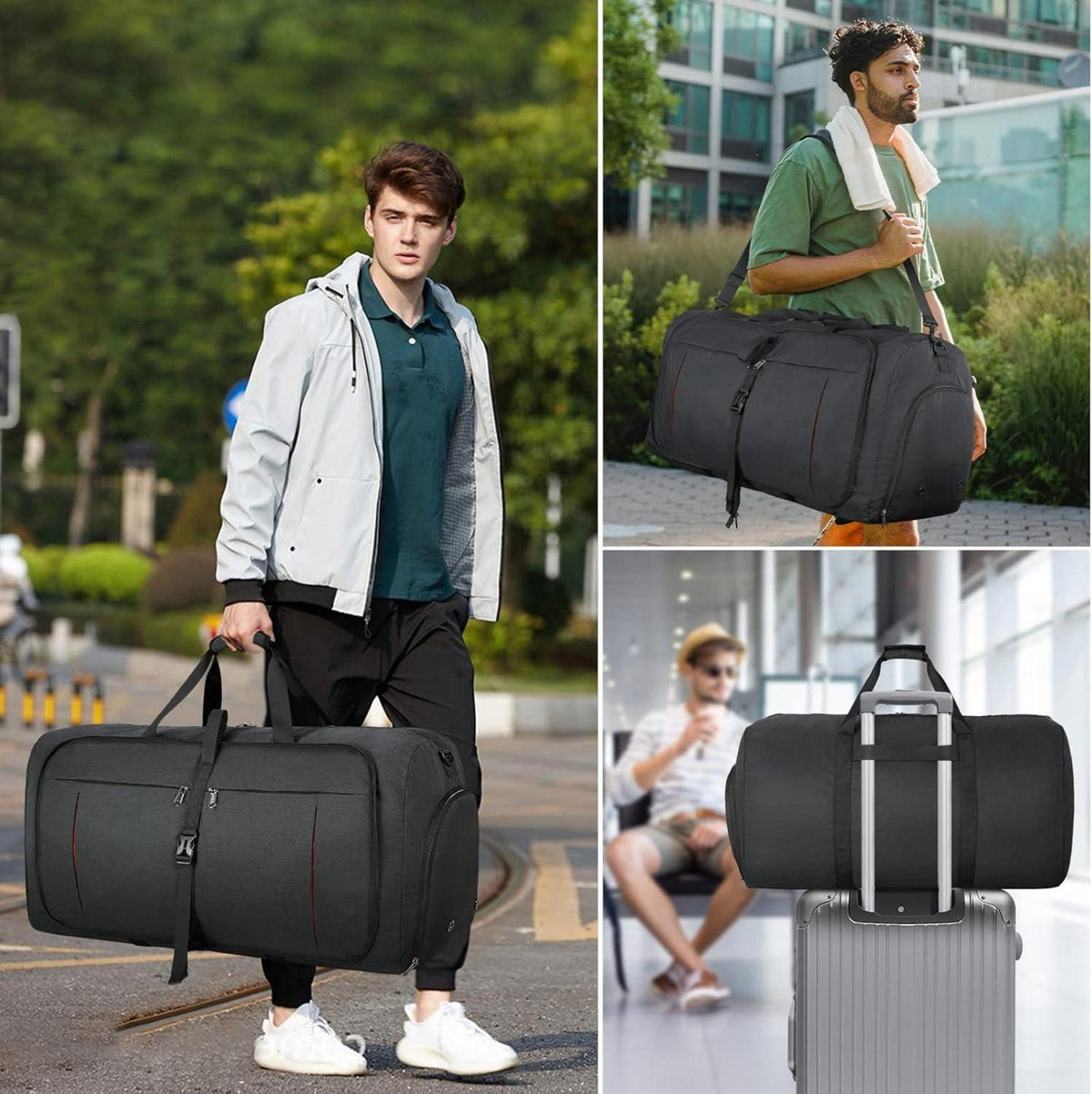 Faltbare Reisetasche 65L Sporttasche Damen Herren Handgepäck mit