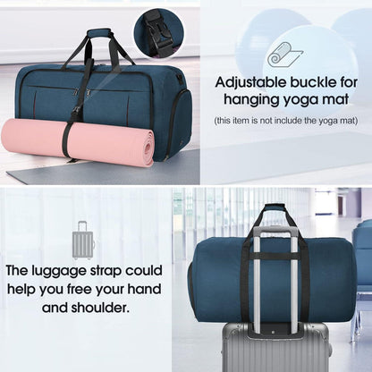 Faltbare Reisetasche 100L Sporttasche mit Schuhfach Blau