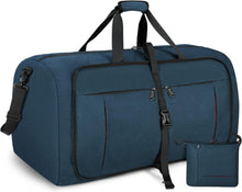 Faltbare Reisetasche 65L Sporttasche mit Schuhfach Blau