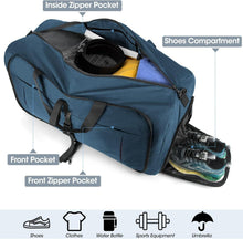 Faltbare Reisetasche 65L Sporttasche Schuhfach Handgepäck