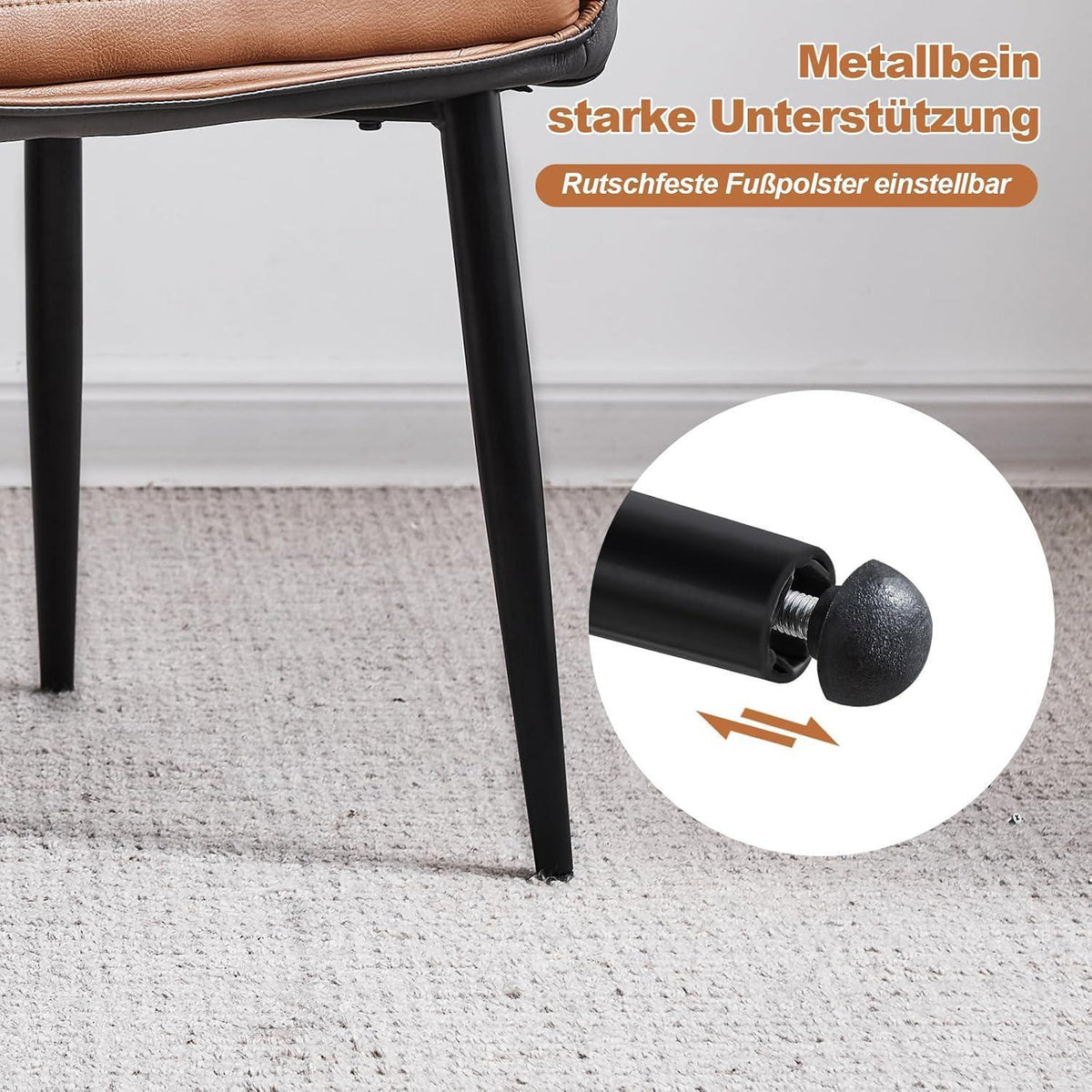 Esszimmerstühle Set 4er –, Braun & Grau, Modern in Lederoptik