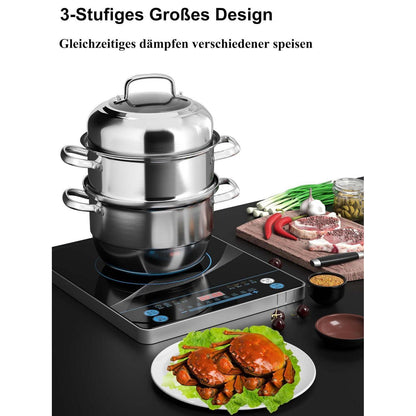 Dampfgarer Edelstahl 3 Etagen – Induktionstauglich 32cm