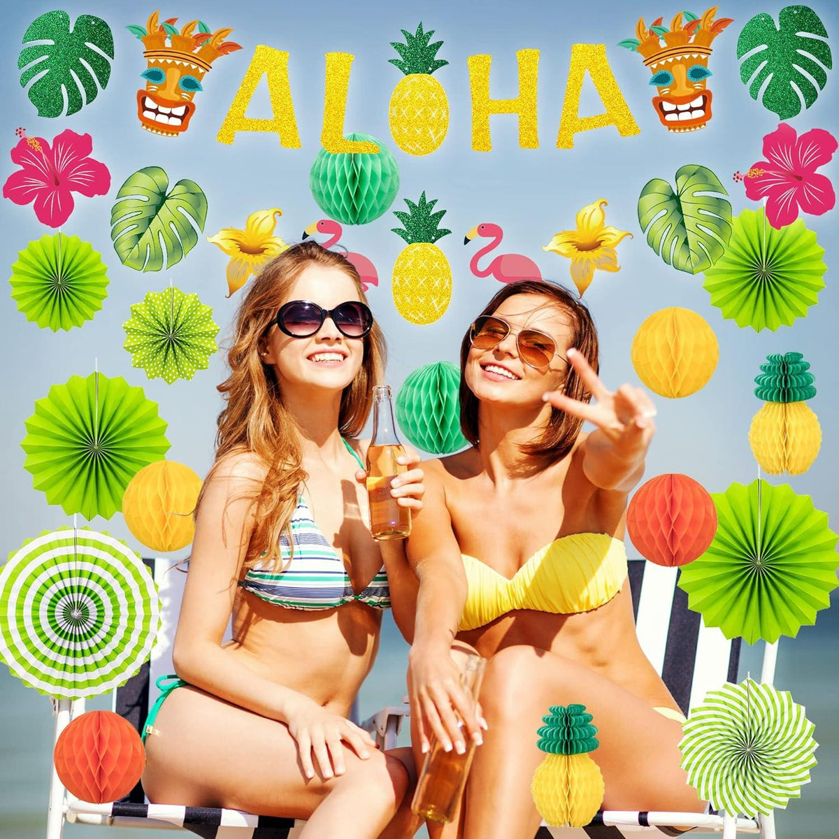 Hawaiianische Party Wabendekorationen Sommer Dekoration Strand Urlaub