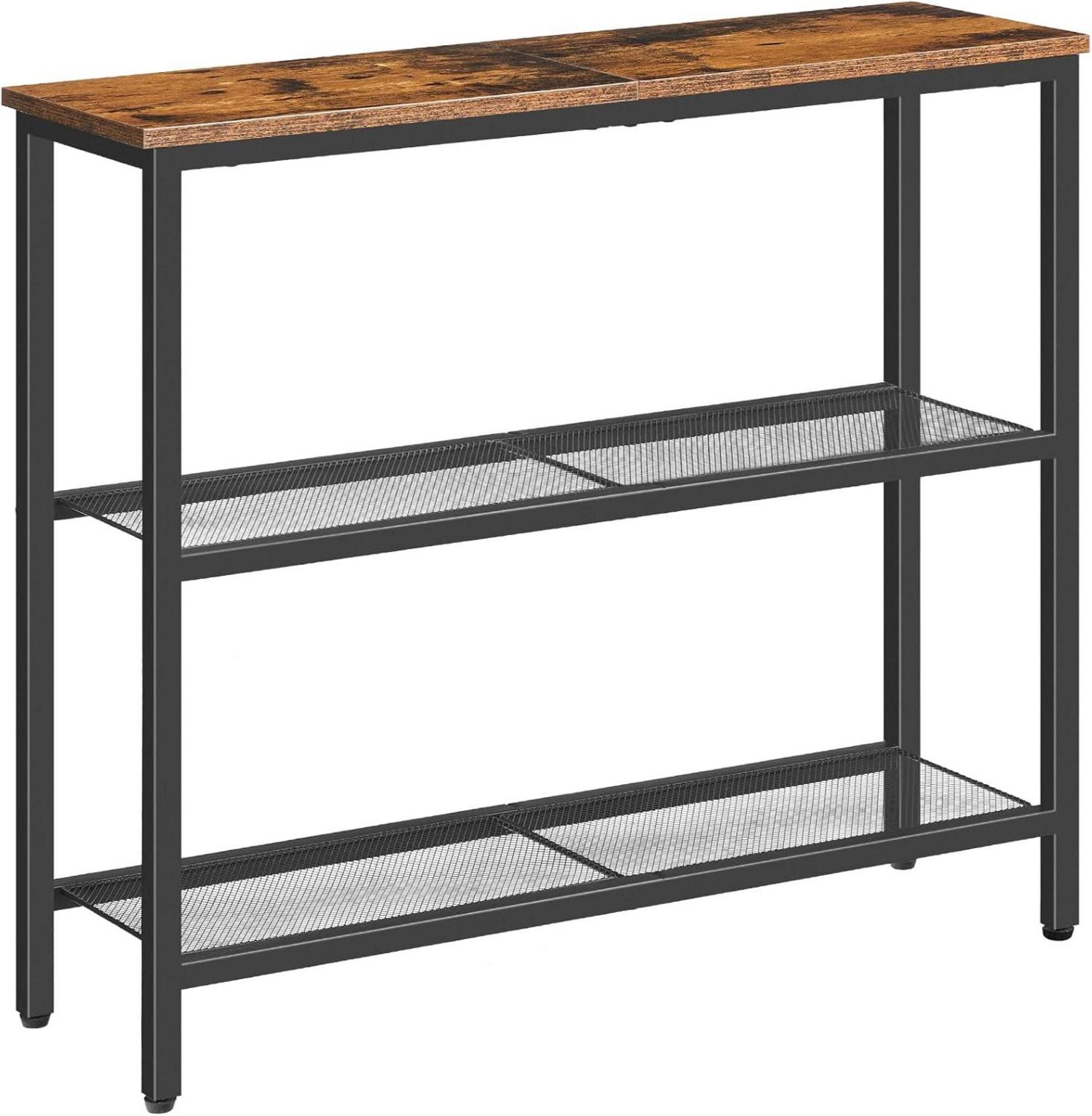 Schmaler Konsolentisch mit 2 Ablagen Vintagebraun Schwarz
