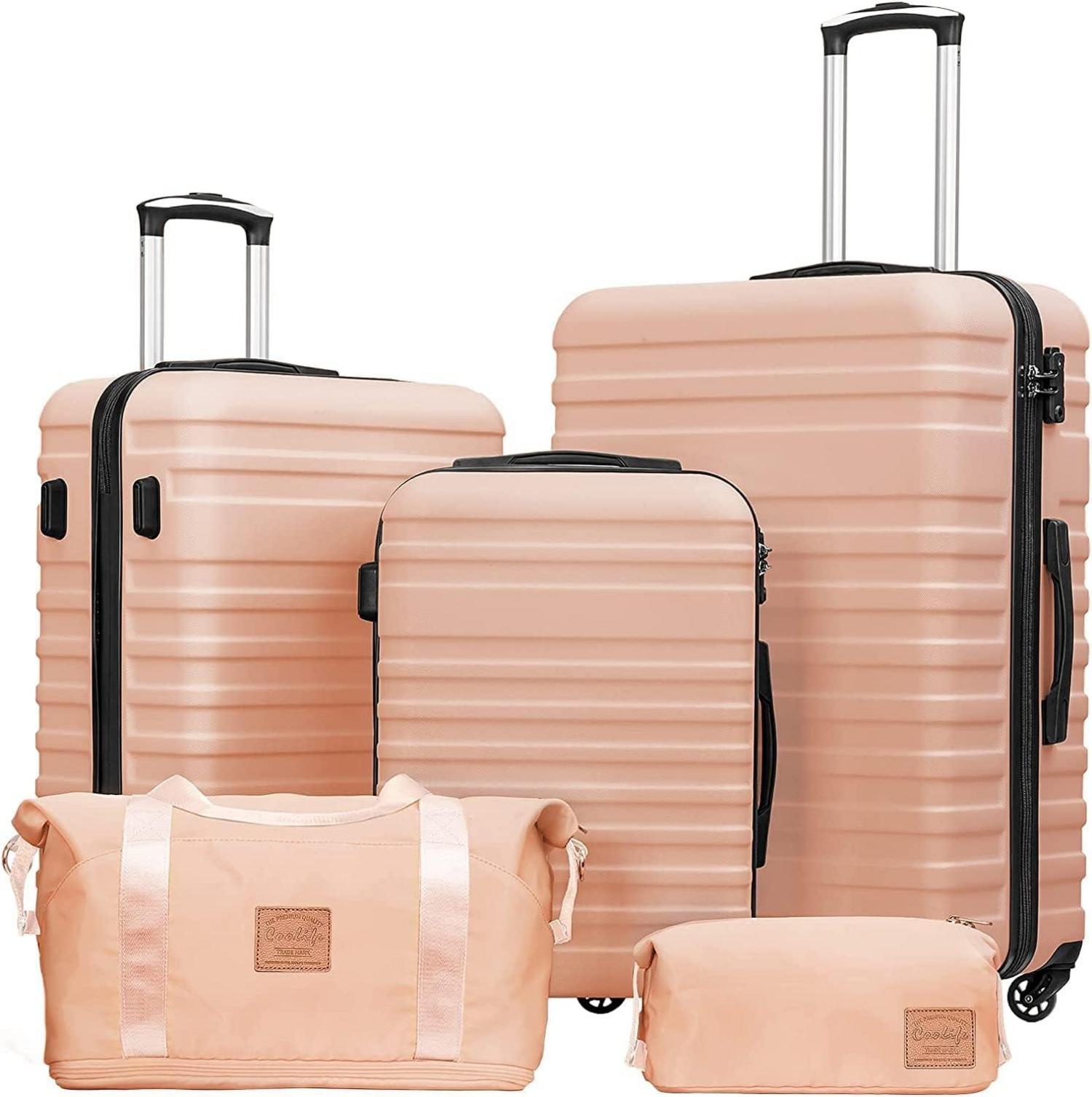 ABS Hartschalen Koffer Set 5tlg Lotusrosa TSA-Schloss