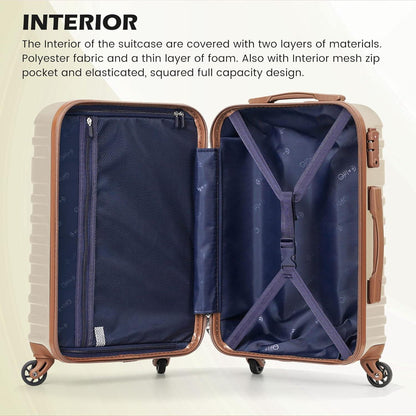 Hartschalen Koffer Set 5tlg Blau/Braun TSA-Schloss 4 Rollen