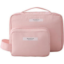 Kosmetiktasche wasserdicht mit Pinselhalter, Rosa, Groß + Klein