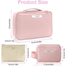 Kosmetiktasche wasserdicht mit Pinselhalter, Rosa, Groß + Klein